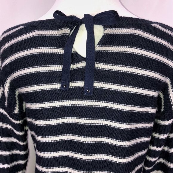 Rebecca Taylor French Sailor Embroidered Striped Light Fine Merino Sweater - Picture 9 of 12